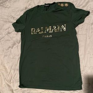 Balmain womens t shirt. Olive green color. Size S